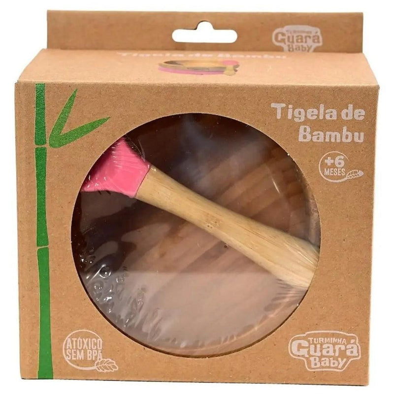 Tigela de Bambu com Ventosa Turminha Guará Azul e Rosa